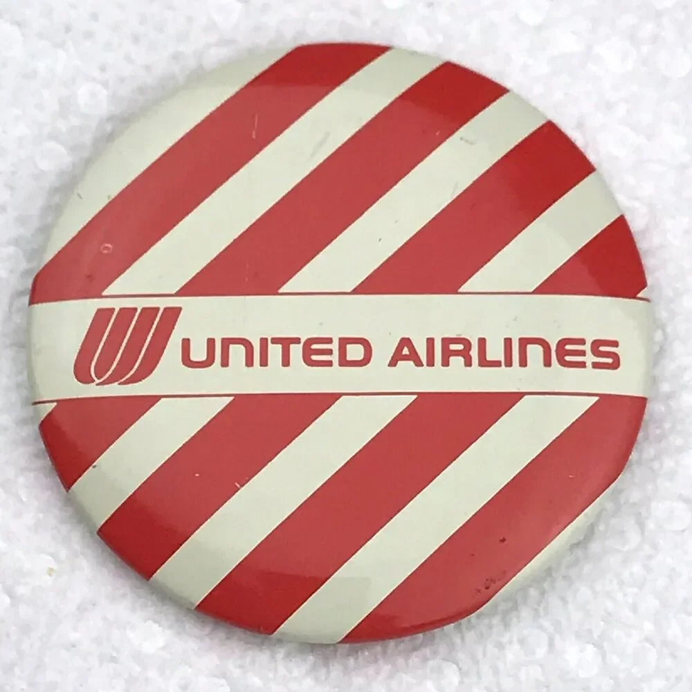 United Airlines Pin Button Vintage Striped Air Travel Aeronautics Airplane
